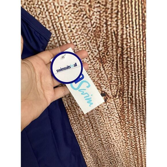 Swimsuits For All Tie Front Navy Blue Swim Dress 16 Bathing Suit One Piece NWT - Picture 2 of 4